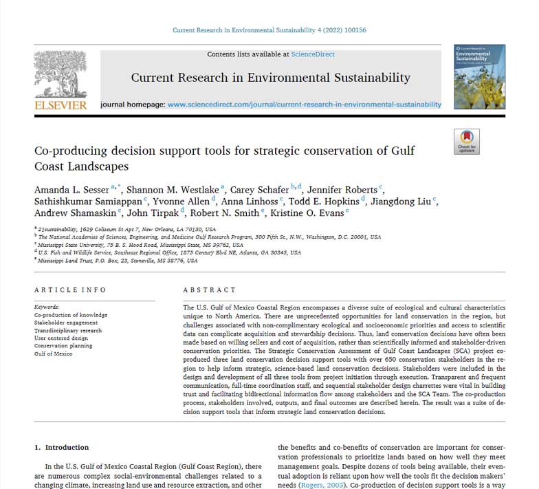 Co-producing decision support tools for strategic conservation of Gulf Coast Landscapes