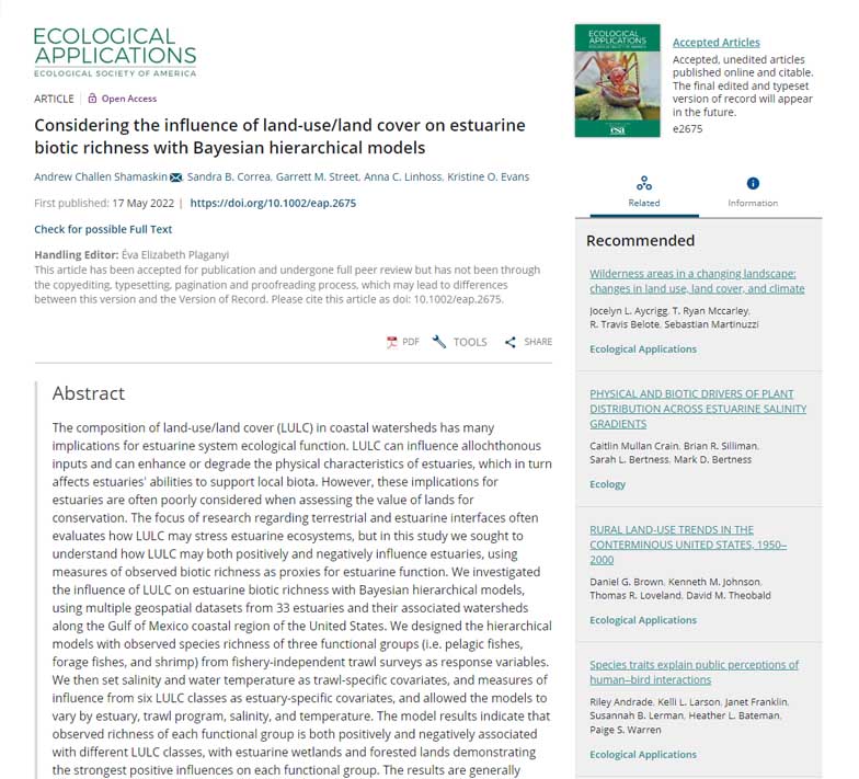 Considering the influence of land-use/land cover on estuarine biotic richness with Bayesian hierarchical models